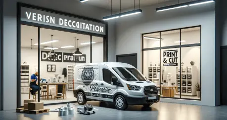 Window and vehicle decoration services highlighting creative and eye-catching designs.